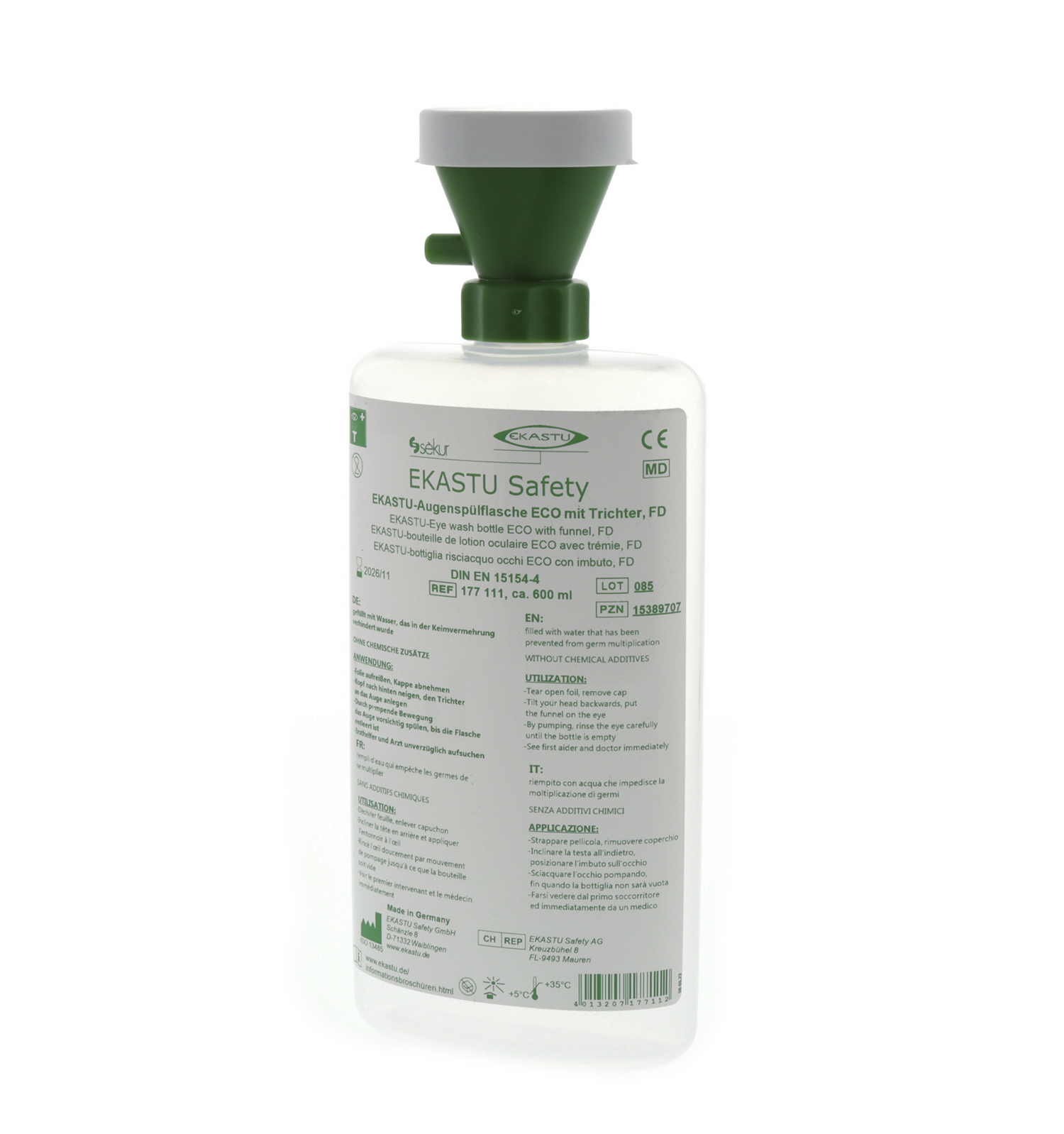 EKASTU Eye Wash Bottle ECO with funnel, FD EKASTU Eye Wash Bottle ECO with funnel, FD