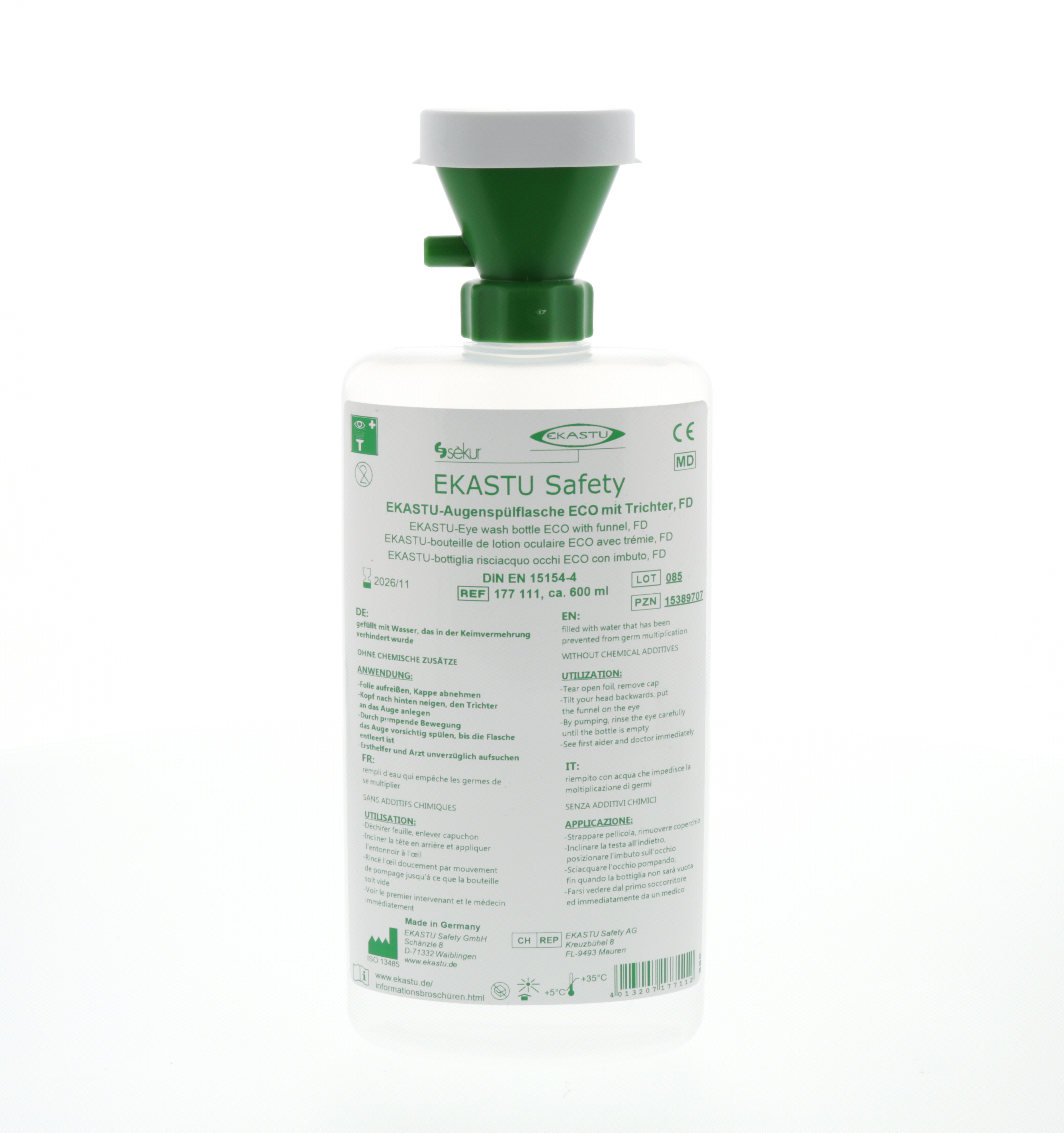 EKASTU Eye Wash Bottle ECO with funnel, FD EKASTU Eye Wash Bottle ECO with funnel, FD
